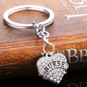 Nurse Keychain Key Holder Pendant Heart Nursing Gift Appreciation Crystal